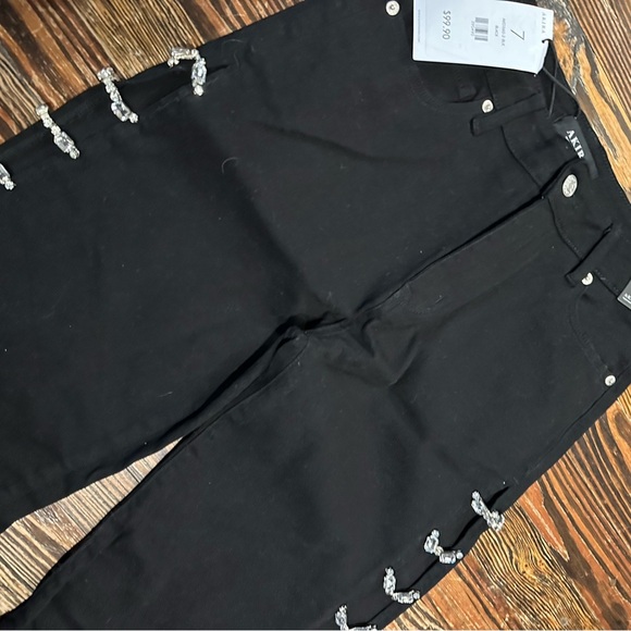 AKIRA NWT Black rhinestone open side jeans - Picture 6 of 6